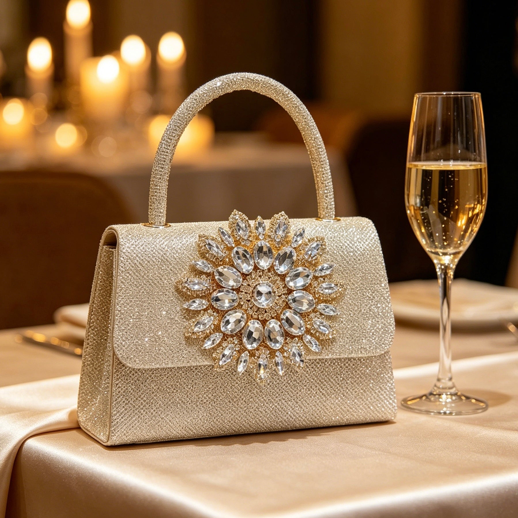 Solaris Crystal Top Handle Evening Bag