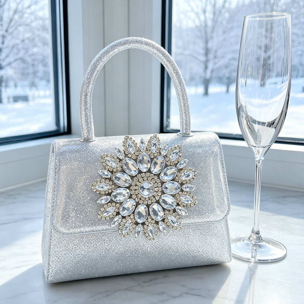Solaris Crystal Top Handle Evening Bag