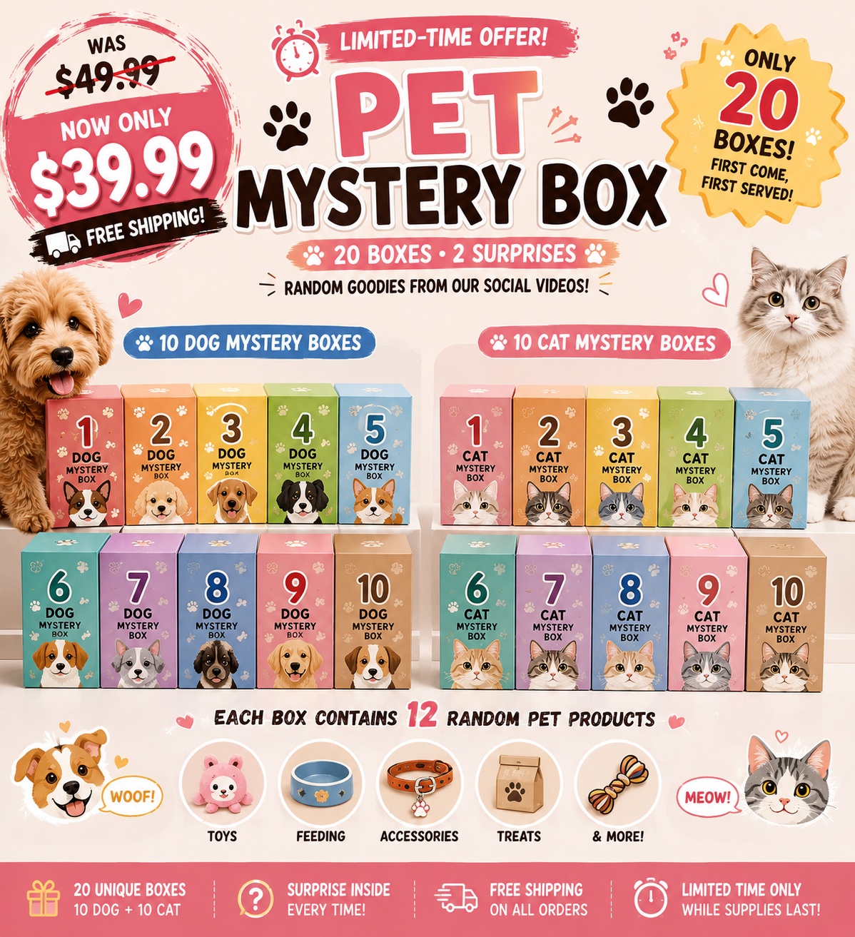 🔥 Limited-Time Pet Mystery Box Sale-Was $49.99 • Now Only $39.99 + FREE Shipping